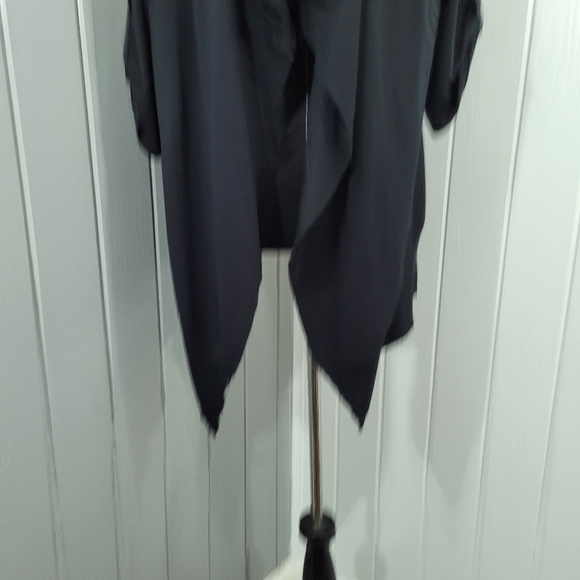 Mod-O-Doc Women's Sz S Black Waterfall Open Front Cardigan 3/4 Sleeve Lagenlook - Picture 3 of 13
